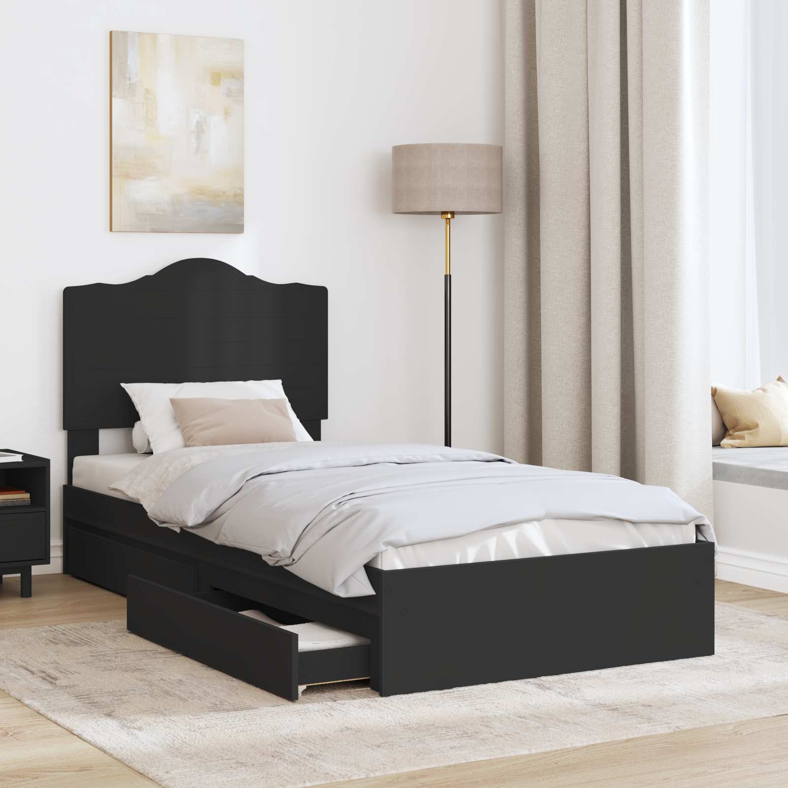 vidaXL Aufbewahrungsbett Verstellbar Schwarz 70 x 190 cm Holzwerkstoff