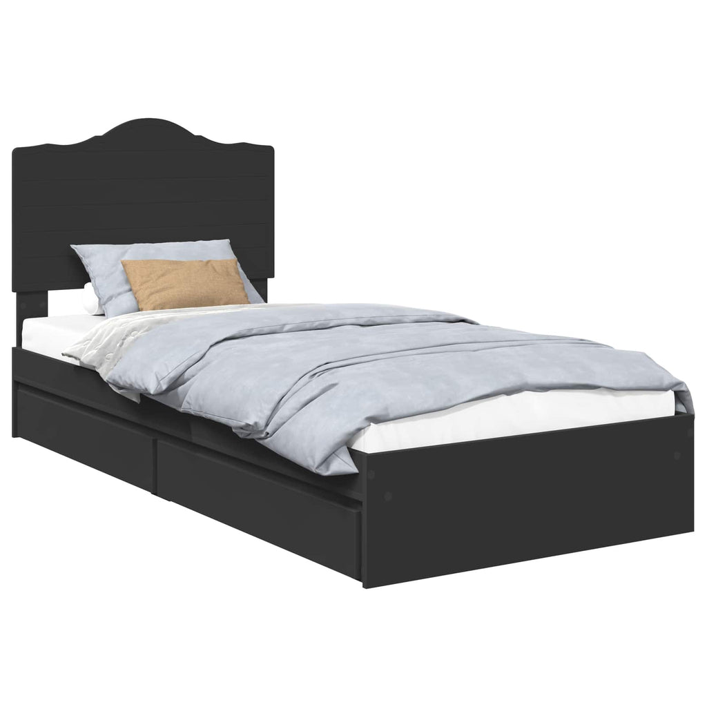 vidaXL Aufbewahrungsbett Verstellbar Schwarz 70 x 190 cm Holzwerkstoff
