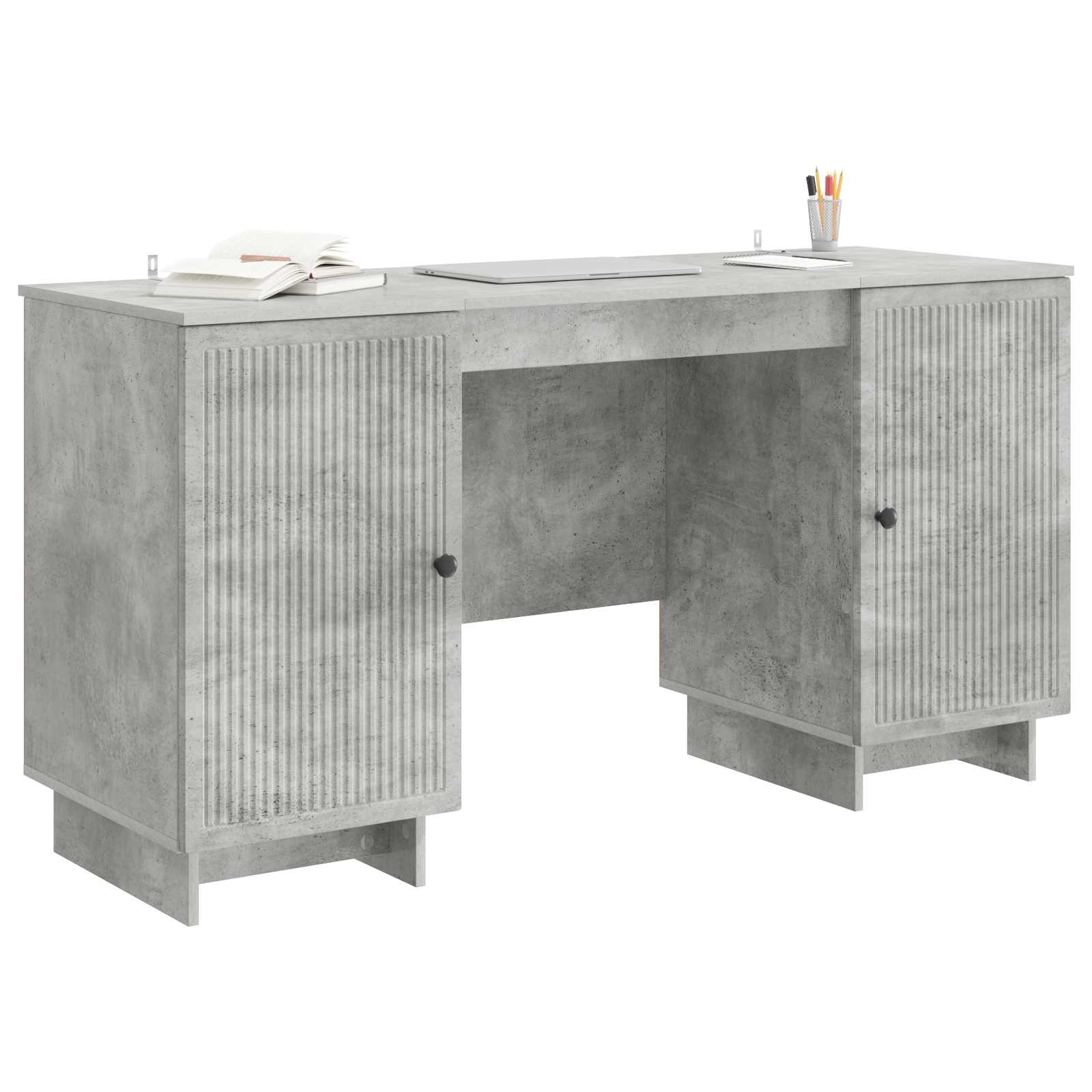 vidaXL Schreibtisch Betongrau Holzwerkstoff 142,5 x 50 x 75 cm