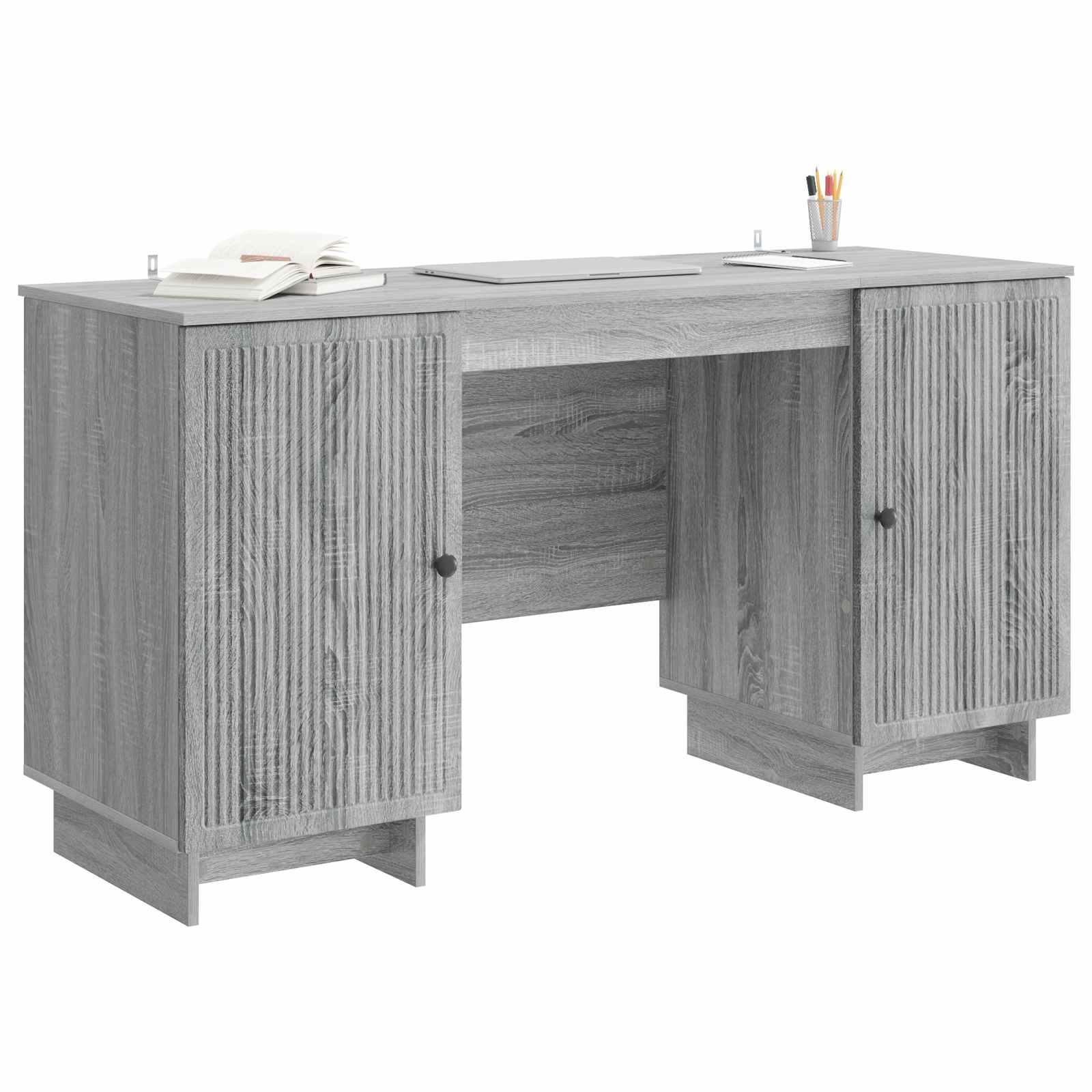 vidaXL Schreibtisch Grau Sonoma Holzwerkstoff 142,5 x 50 x 75 cm