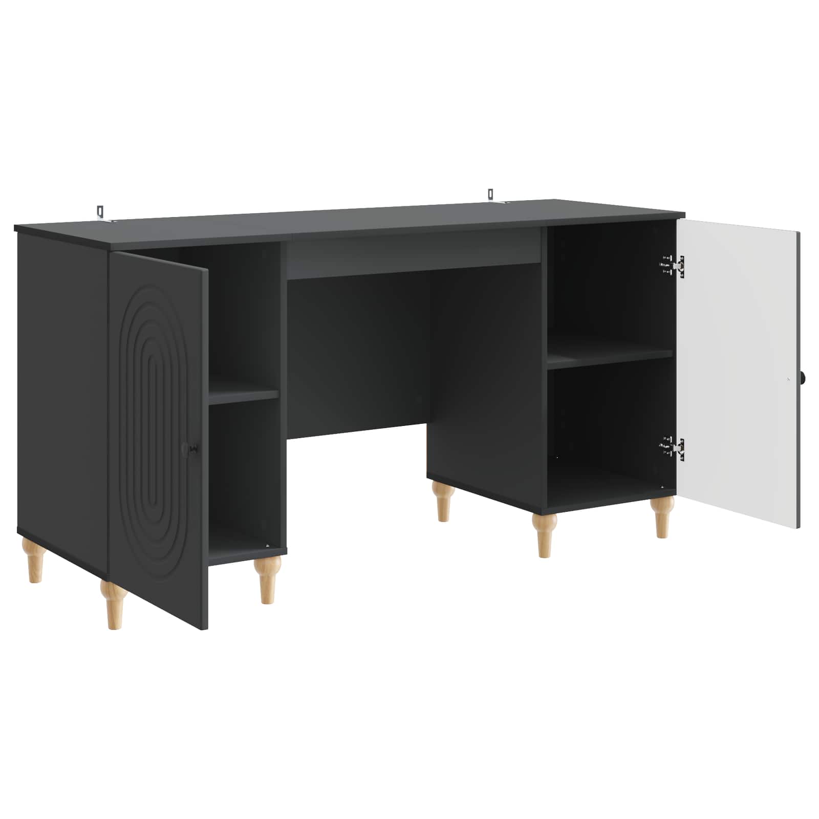 vidaXL Schreibtisch mit Regal Schwarz 142,5 x 50 x 75 cm Holzwerkstoff