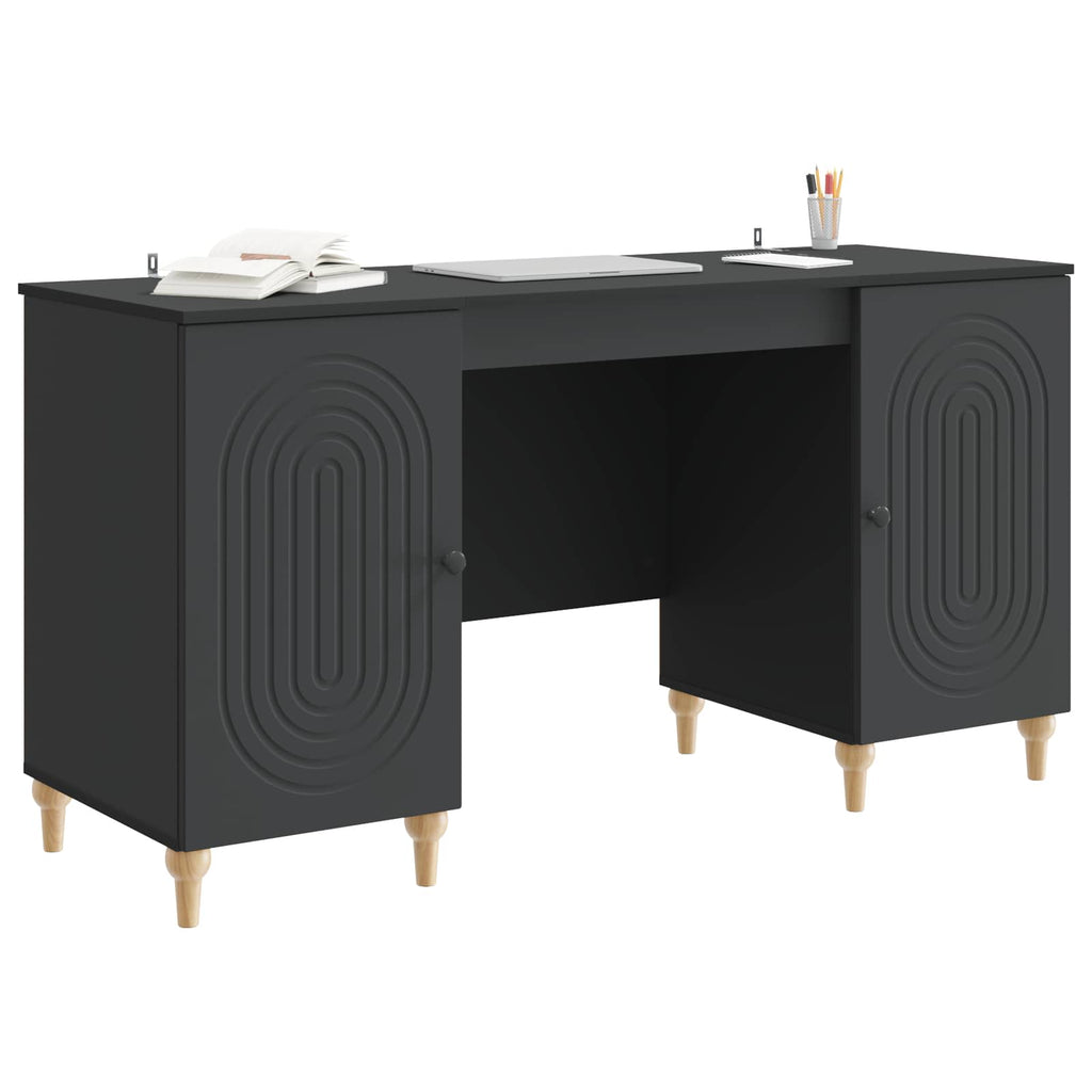vidaXL Schreibtisch mit Regal Schwarz 142,5 x 50 x 75 cm Holzwerkstoff