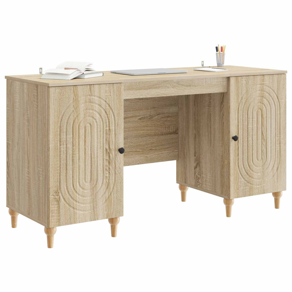 vidaXL Schreibtisch mit Regal Sonoma 142,5 x 50 x 75 cm Holzwerkstoff