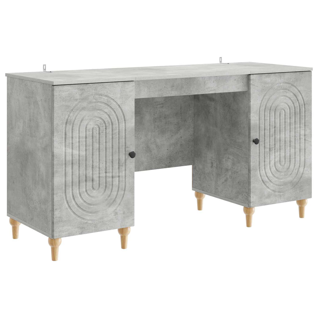 vidaXL Schreibtisch mit Tür Betongrau 142,5 x 50 x 75 cm Holzwerkstoff
