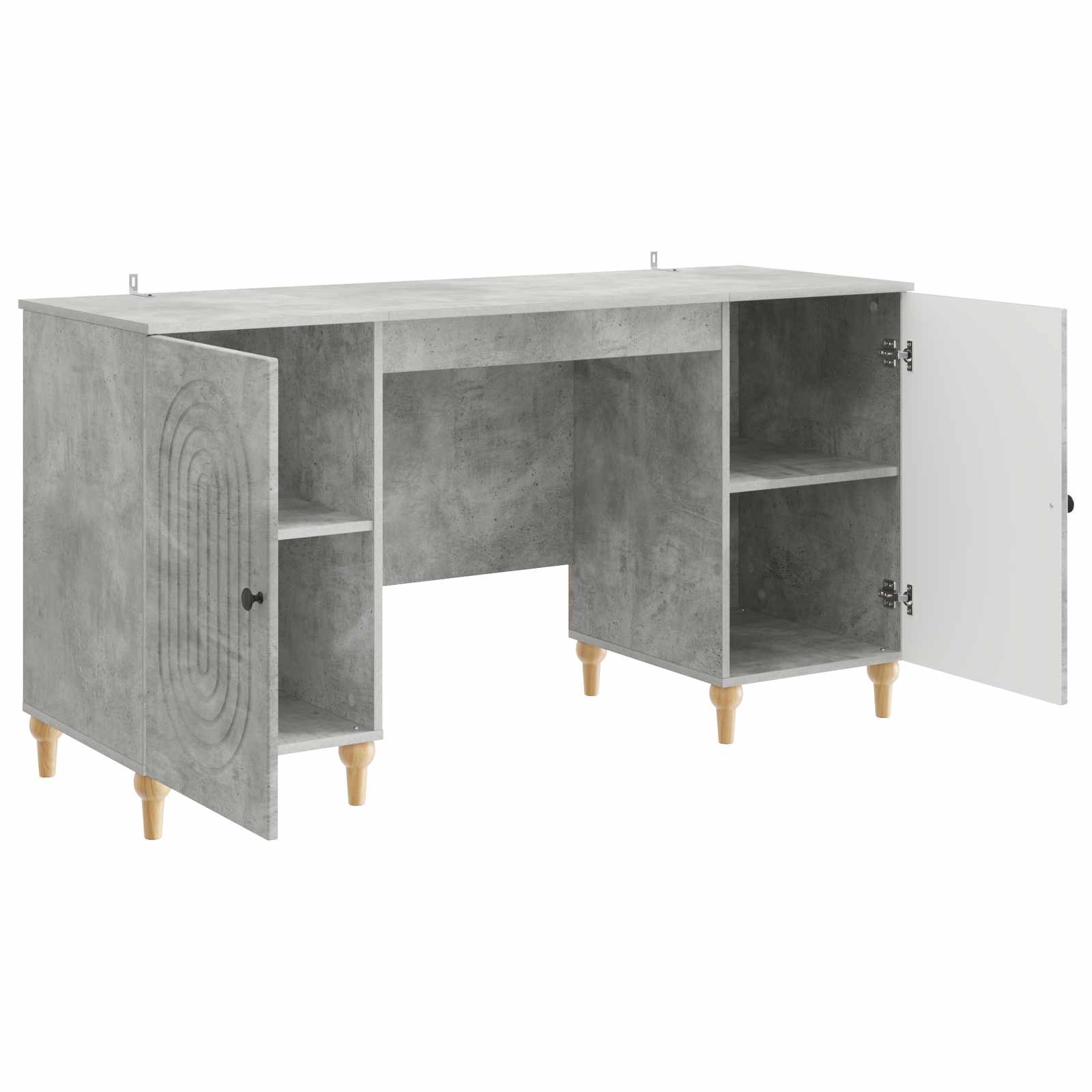 vidaXL Schreibtisch mit Tür Betongrau 142,5 x 50 x 75 cm Holzwerkstoff