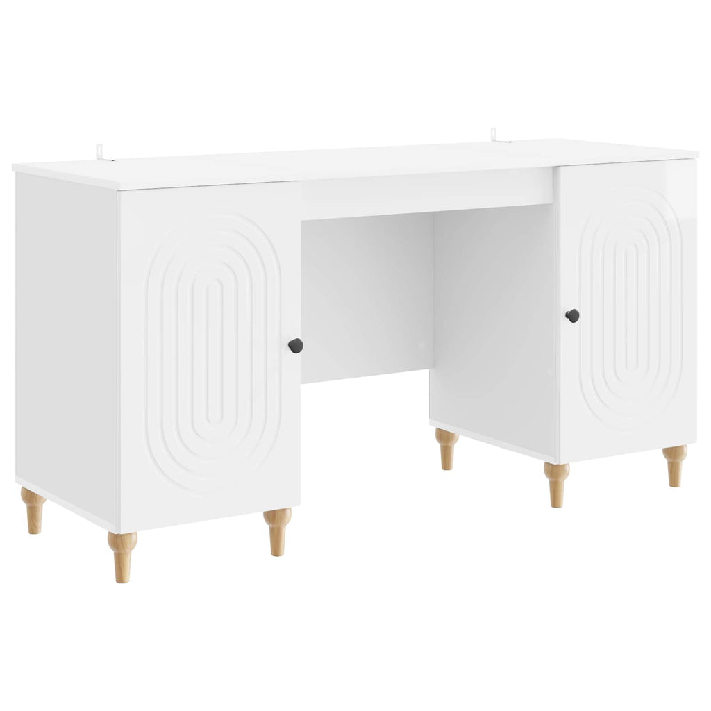 vidaXL Schreibtisch Glänzend Weiß 142,5 x 50 x 75 cm Holzwerkstoff