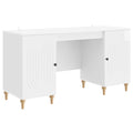 vidaXL Schreibtisch Glänzend Weiß 142,5 x 50 x 75 cm Holzwerkstoff