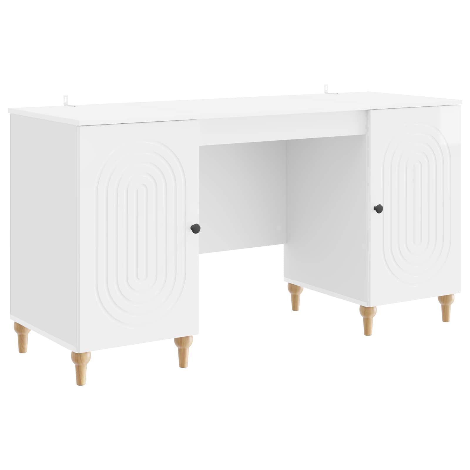 vidaXL Schreibtisch Glänzend Weiß 142,5 x 50 x 75 cm Holzwerkstoff