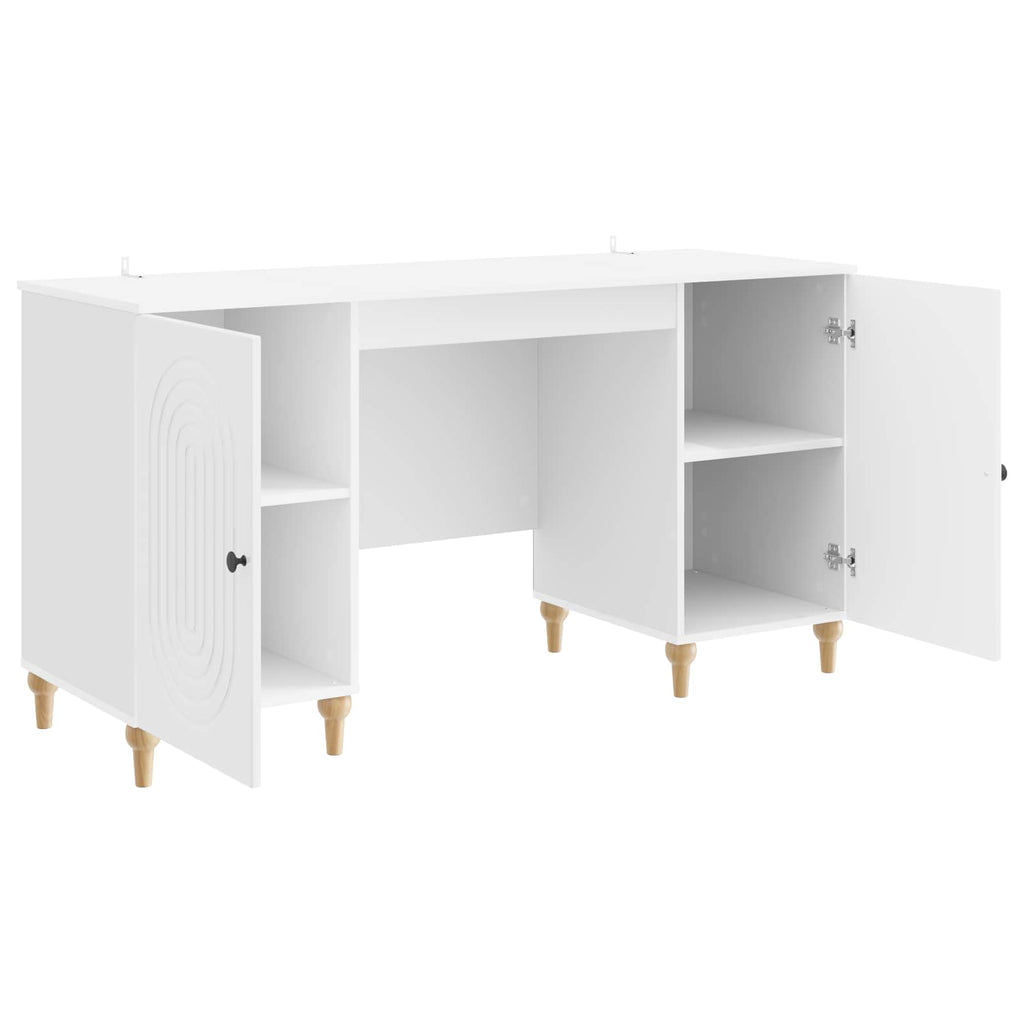 vidaXL Schreibtisch Glänzend Weiß 142,5 x 50 x 75 cm Holzwerkstoff
