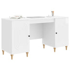 vidaXL Schreibtisch Glänzend Weiß 142,5 x 50 x 75 cm Holzwerkstoff