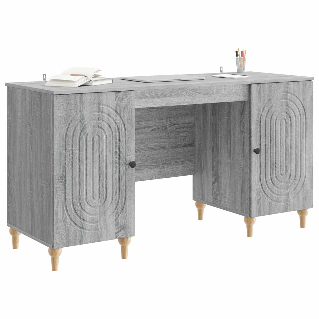 vidaXL Schreibtisch Graues Sonoma 142,5 x 50 x 75 cm Holzwerkstoff