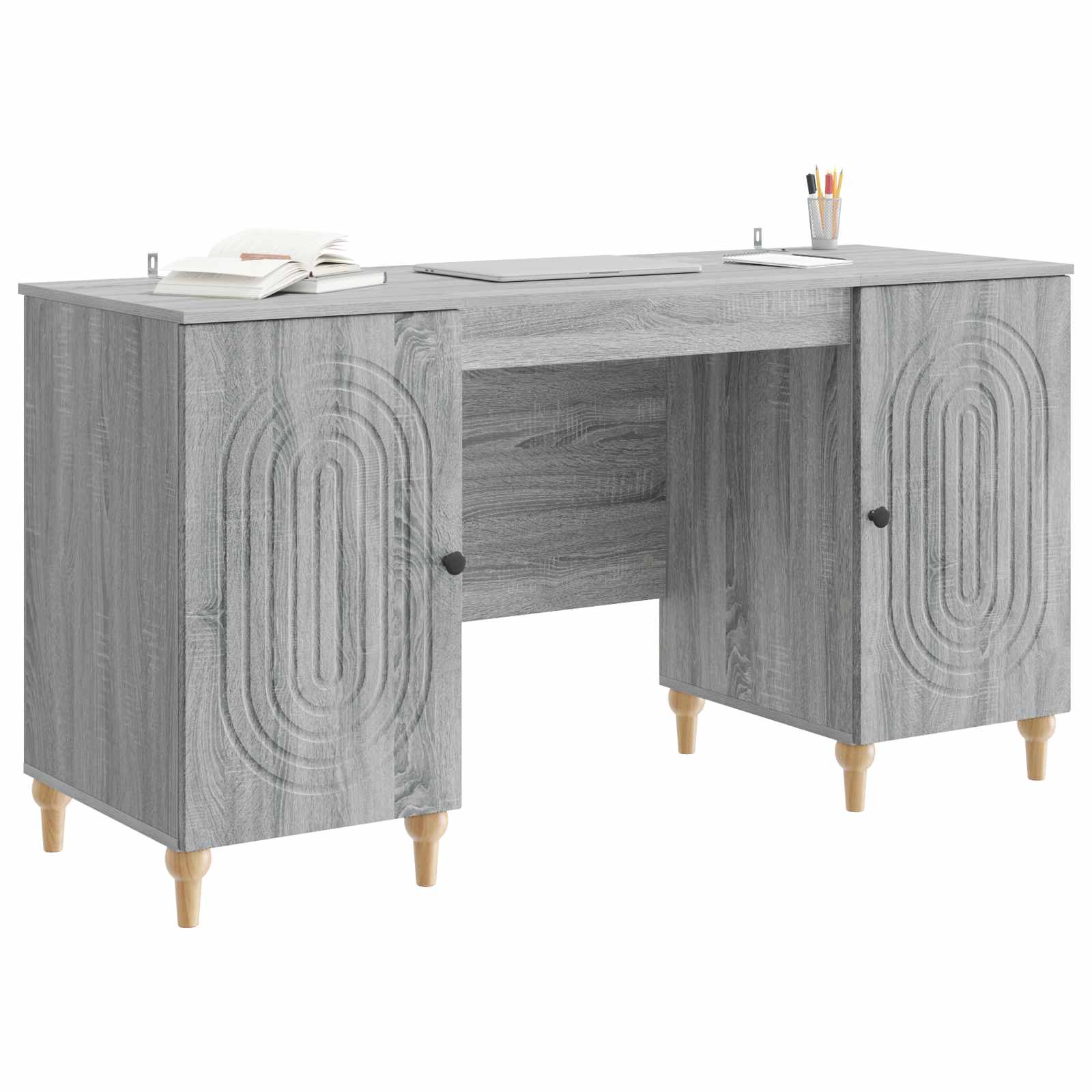 vidaXL Schreibtisch Graues Sonoma 142,5 x 50 x 75 cm Holzwerkstoff