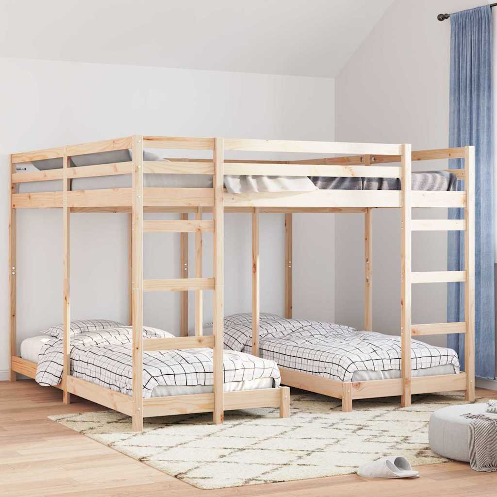 vidaXL Dreifach Etagenbettrahmen Natur 80 / 200 x 200 cm