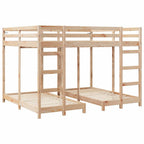 vidaXL Dreifach Etagenbettrahmen Natur 80 / 200 x 200 cm