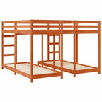 vidaXL Dreifach Etagenbettrahmen Wachsbraun 200 x 200 cm