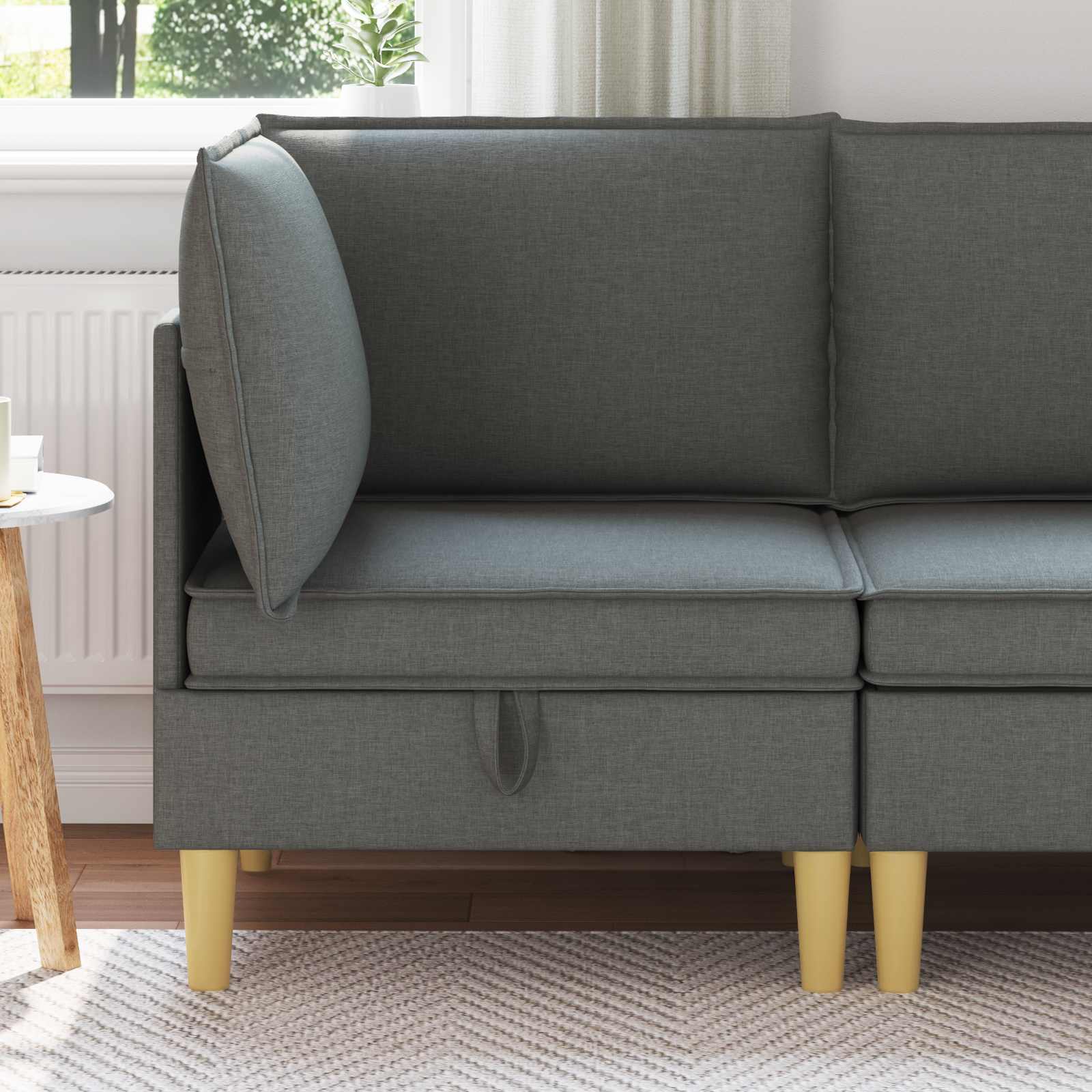 vidaXL Ecksofa mit Stauraum Dunkelgrau Stoff