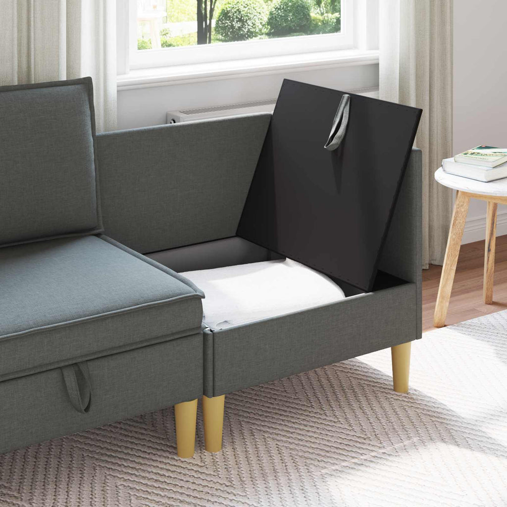 vidaXL Ecksofa mit Stauraum Dunkelgrau Stoff