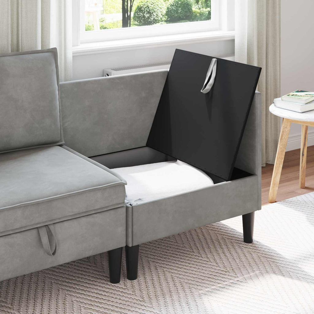 vidaXL Sofa mit Stauraum Hellgrau Samt