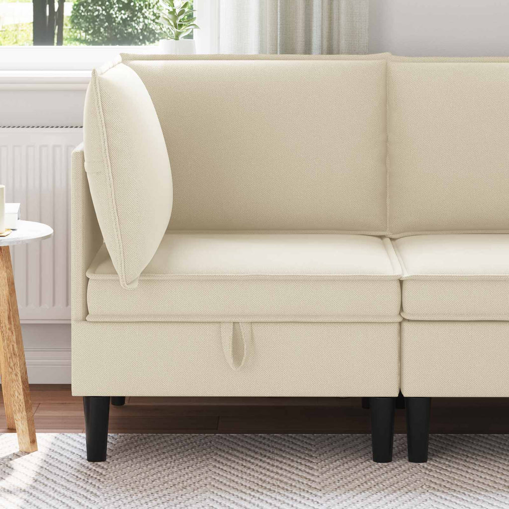 vidaXL Ecksofa mit Stauraum Creme Samt