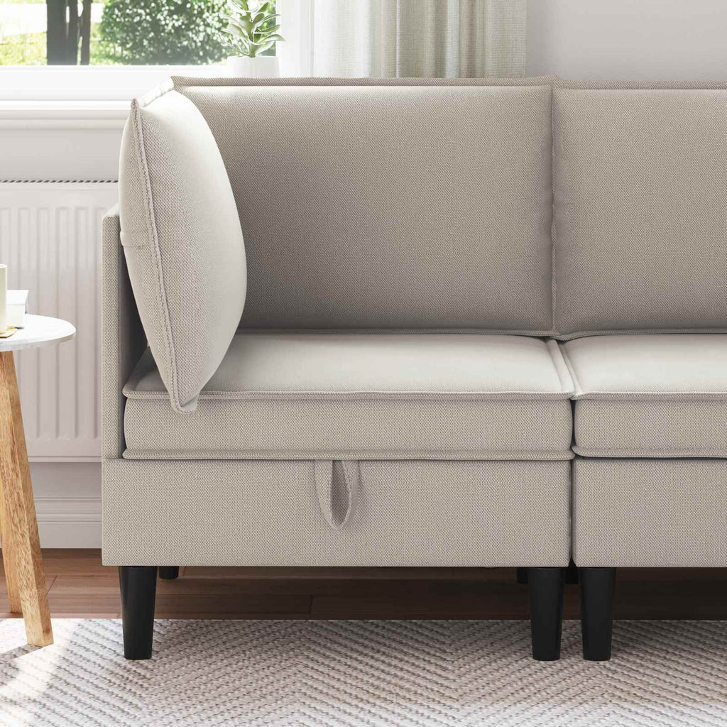 vidaXL Ecksofa mit Stauraum Hafer Samt