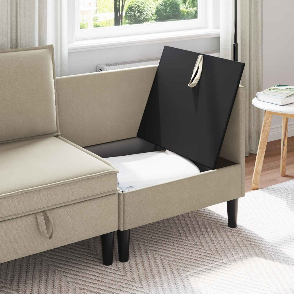 vidaXL Ecksofa mit Stauraum Sand Samt