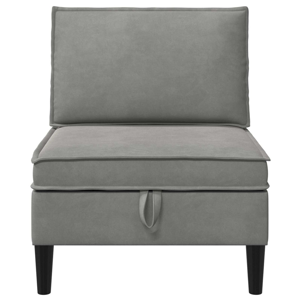 vidaXL Mittels Sofa mit Stauraum Hellgrau Samt