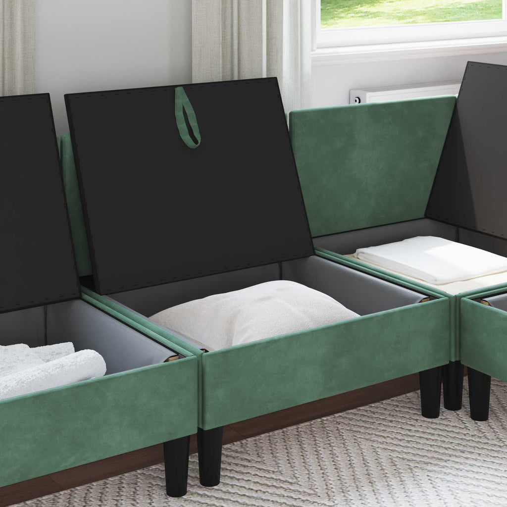 vidaXL Mittels Sofa mit Stauraum Meergrün Samt
