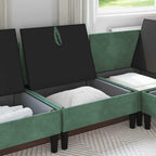 vidaXL Mittels Sofa mit Stauraum Meergrün Samt