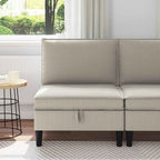 vidaXL Mittelsofa mit Stauraum Hafer Samt