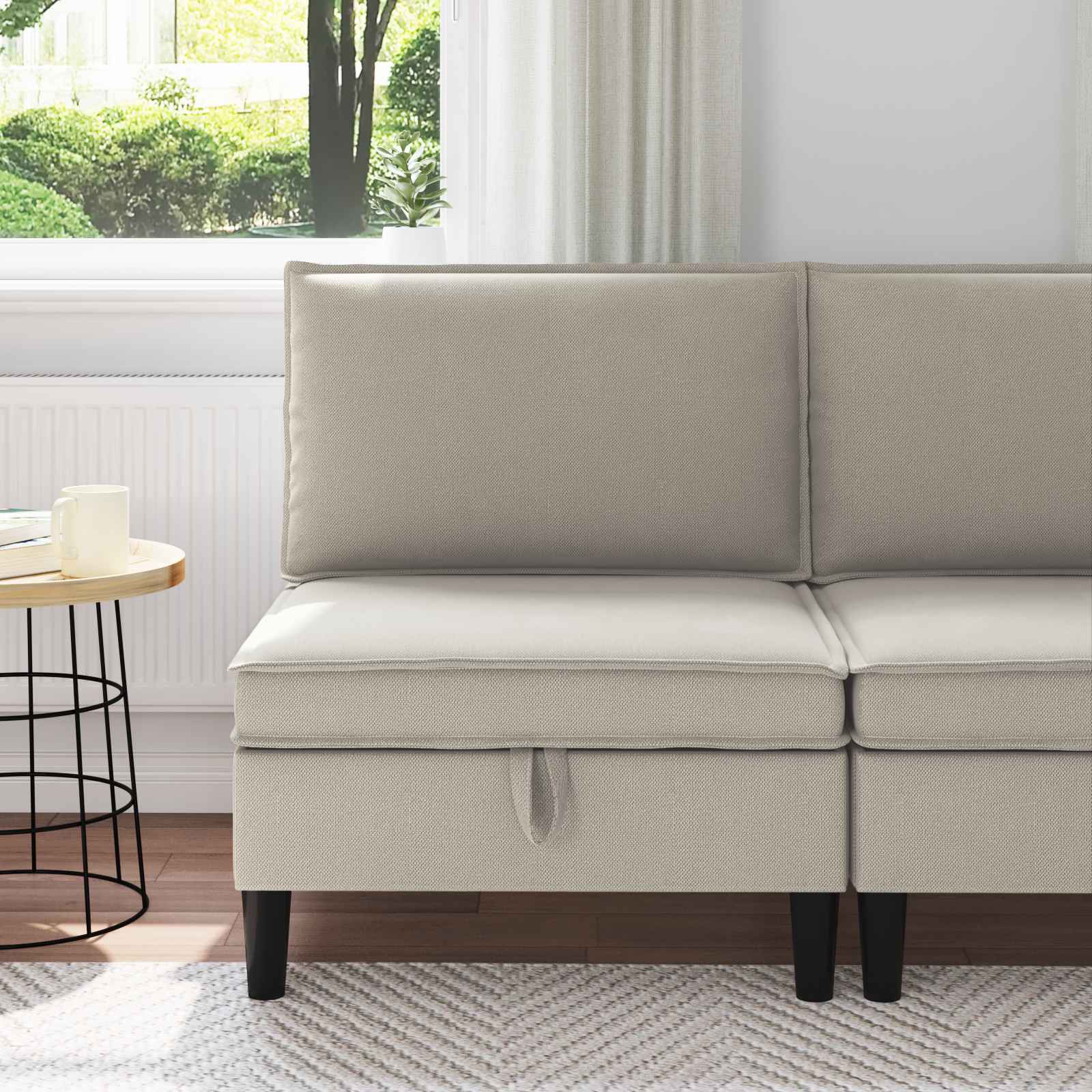 vidaXL Mittelsofa mit Stauraum Hafer Samt