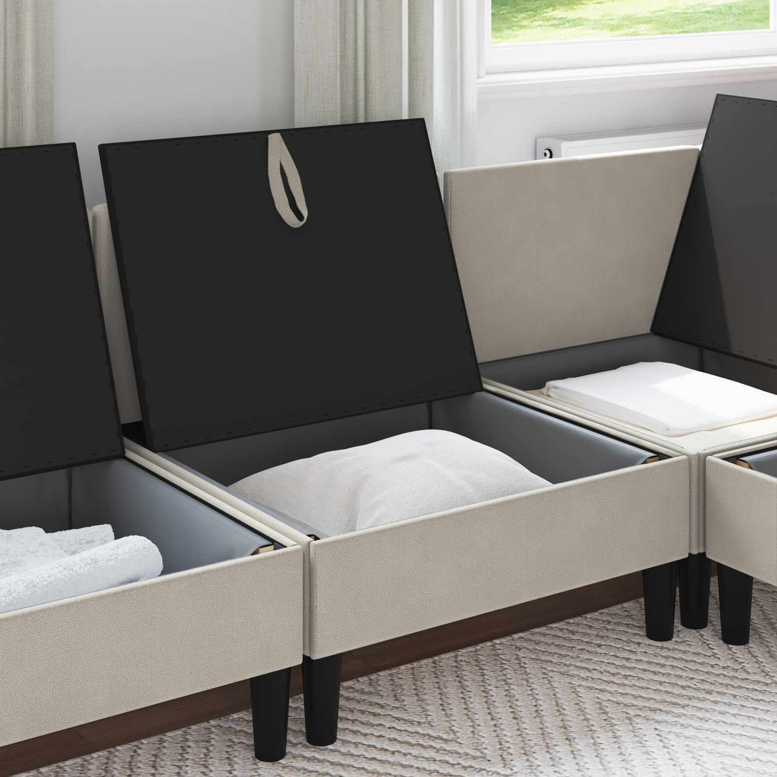 vidaXL Mittelsofa mit Stauraum Hafer Samt