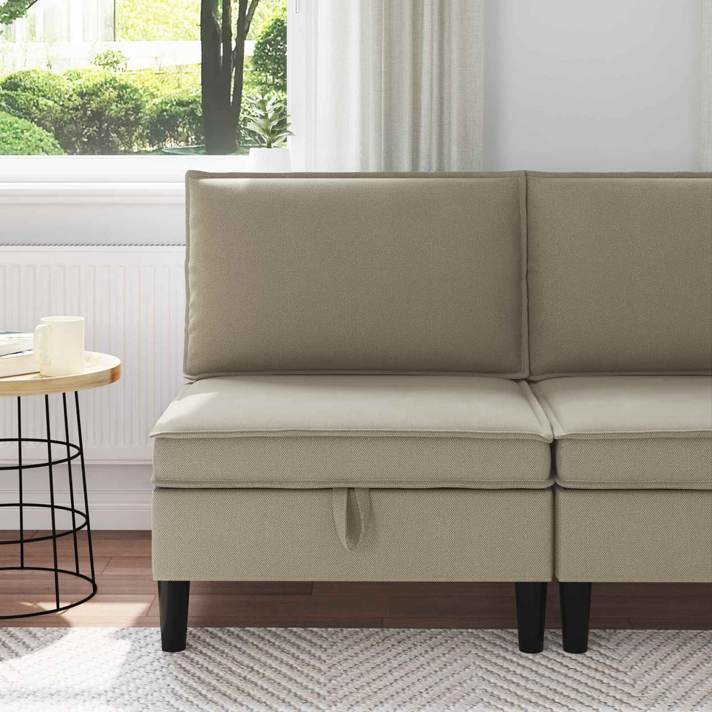 vidaXL Mittelsofa mit Stauraum Sand Samt