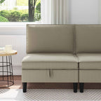 vidaXL Mittelsofa mit Stauraum Sand Samt