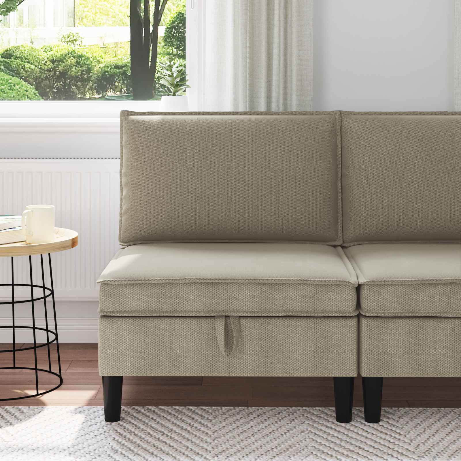 vidaXL Mittelsofa mit Stauraum Sand Samt