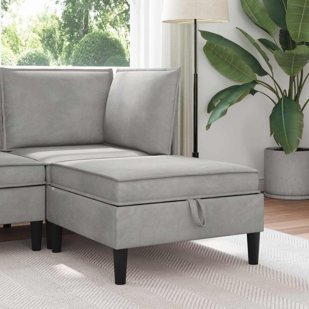 vidaXL Sofa-Hocker mit Stauraum Hellgrau Samt
