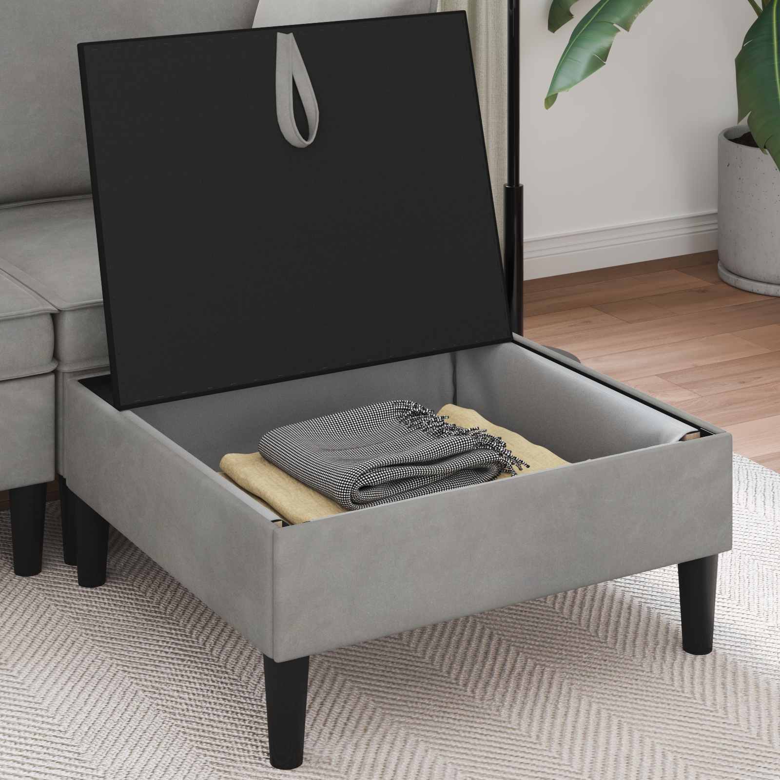 vidaXL Sofa-Hocker mit Stauraum Hellgrau Samt