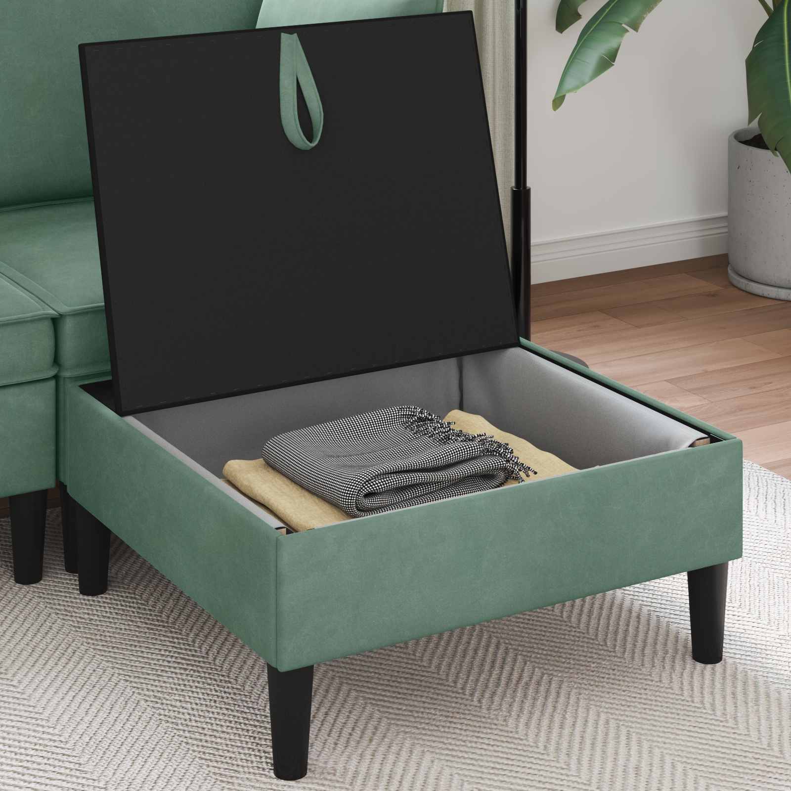 vidaXL Sofa-Hocker mit Stauraum Meergrün Samt