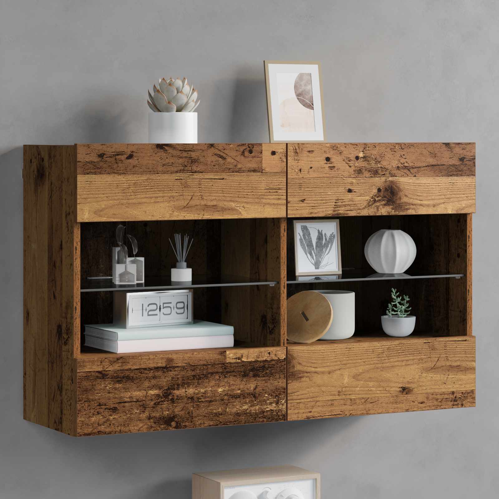vidaXL TV-Wandschrank Altholz 98,5 x 30 x 60,5 cm Holzwerkstoff