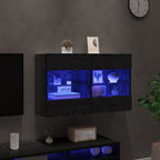 vidaXL TV-Wandschrank mit LED Schwarz Eichen-Optik 98,5 x 30 x 60,5 cm