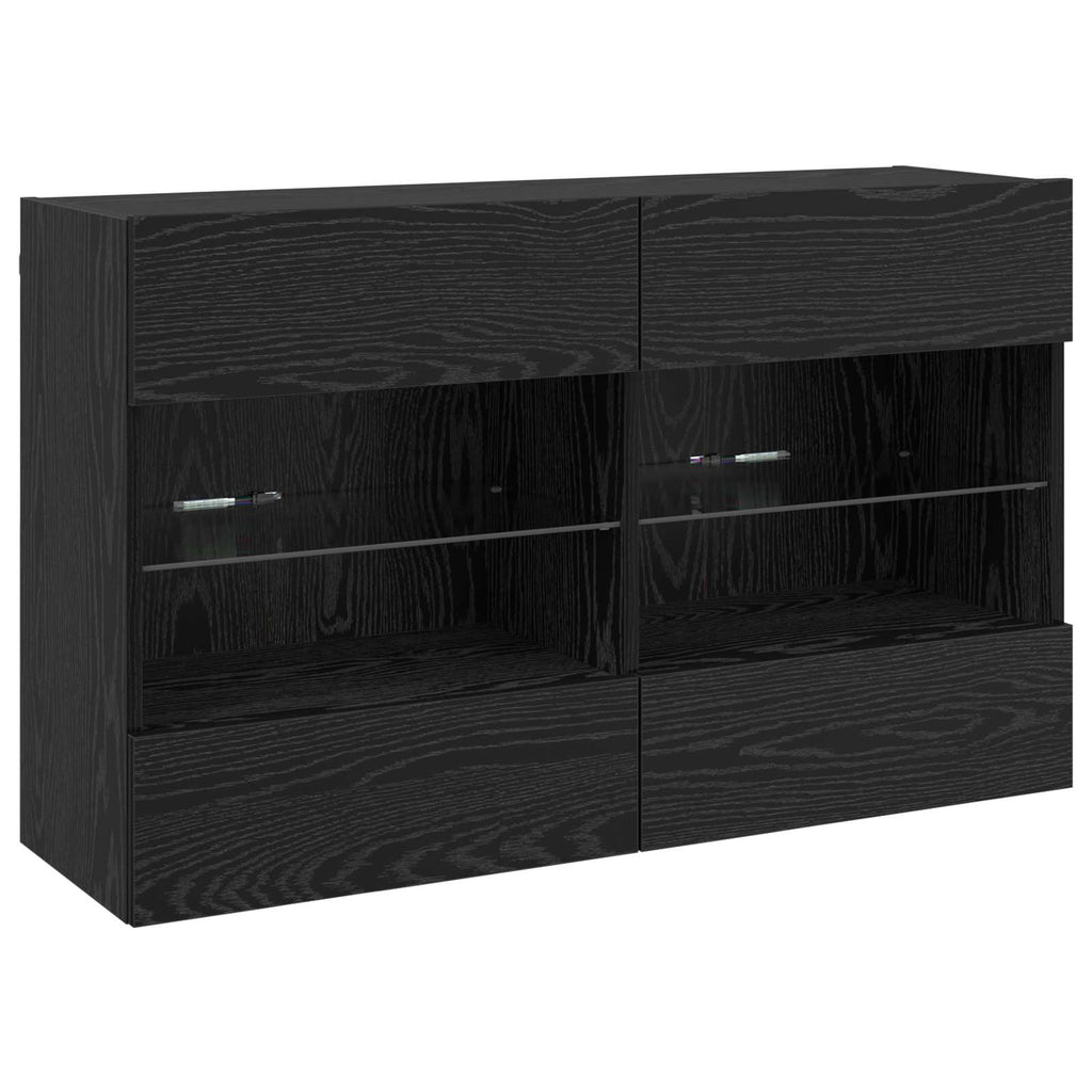 vidaXL TV-Wandschrank mit LED Schwarz Eichen-Optik 98,5 x 30 x 60,5 cm