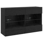 vidaXL TV-Wandschrank mit LED Schwarz Eichen-Optik 98,5 x 30 x 60,5 cm