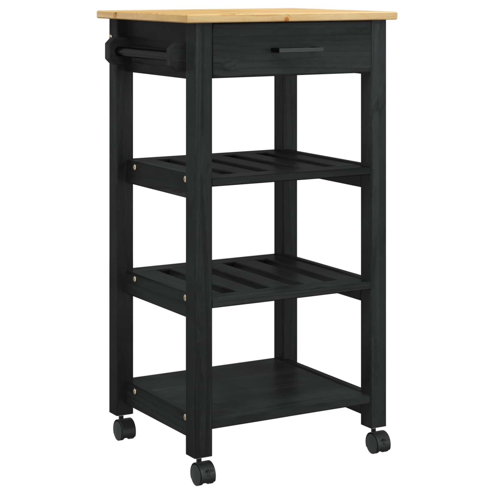 vidaXL Küchentrolley MONZA Schwarz 48 x 40 x 88,5 cm Massivholz Kiefer