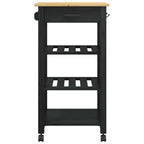 vidaXL Küchentrolley MONZA Schwarz 48 x 40 x 88,5 cm Massivholz Kiefer