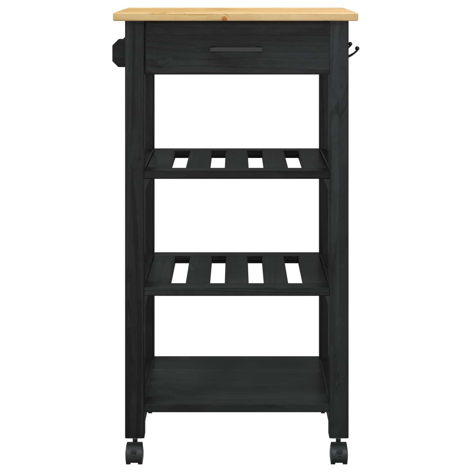 vidaXL Küchentrolley MONZA Schwarz 48 x 40 x 88,5 cm Massivholz Kiefer