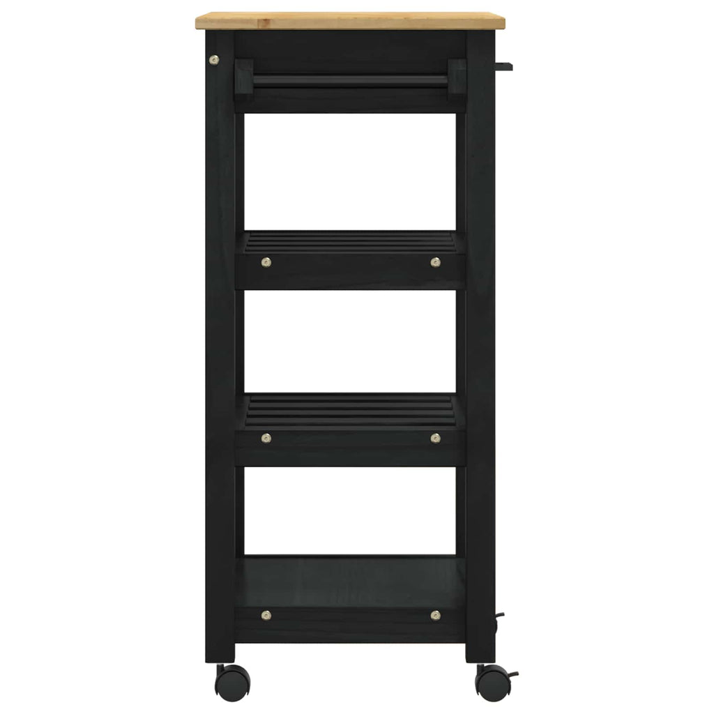 vidaXL Küchentrolley MONZA Schwarz 48 x 40 x 88,5 cm Massivholz Kiefer