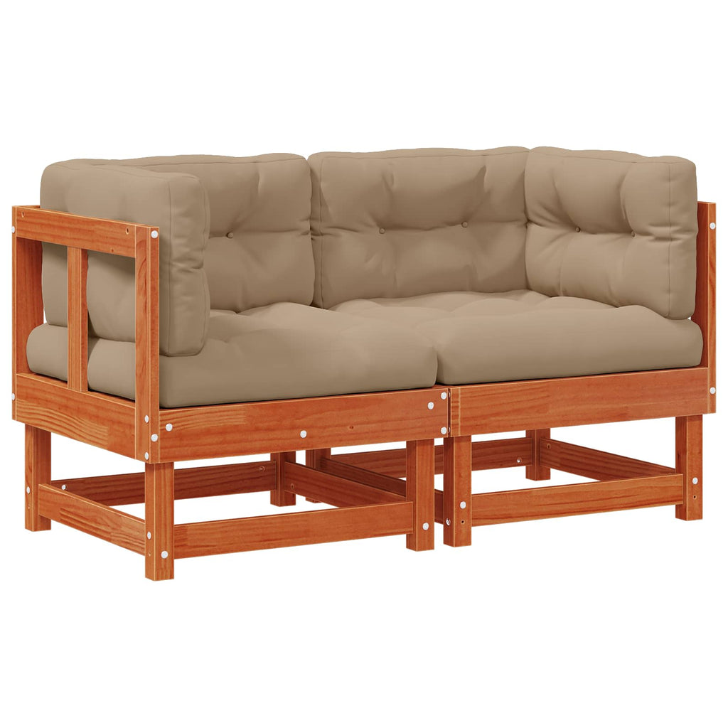 vidaXL 2 Stück Gartenecksofa Massives Kiefernholz Wachsbraun