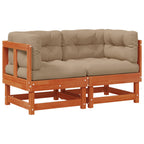 vidaXL 2 Stück Gartenecksofa Massives Kiefernholz Wachsbraun