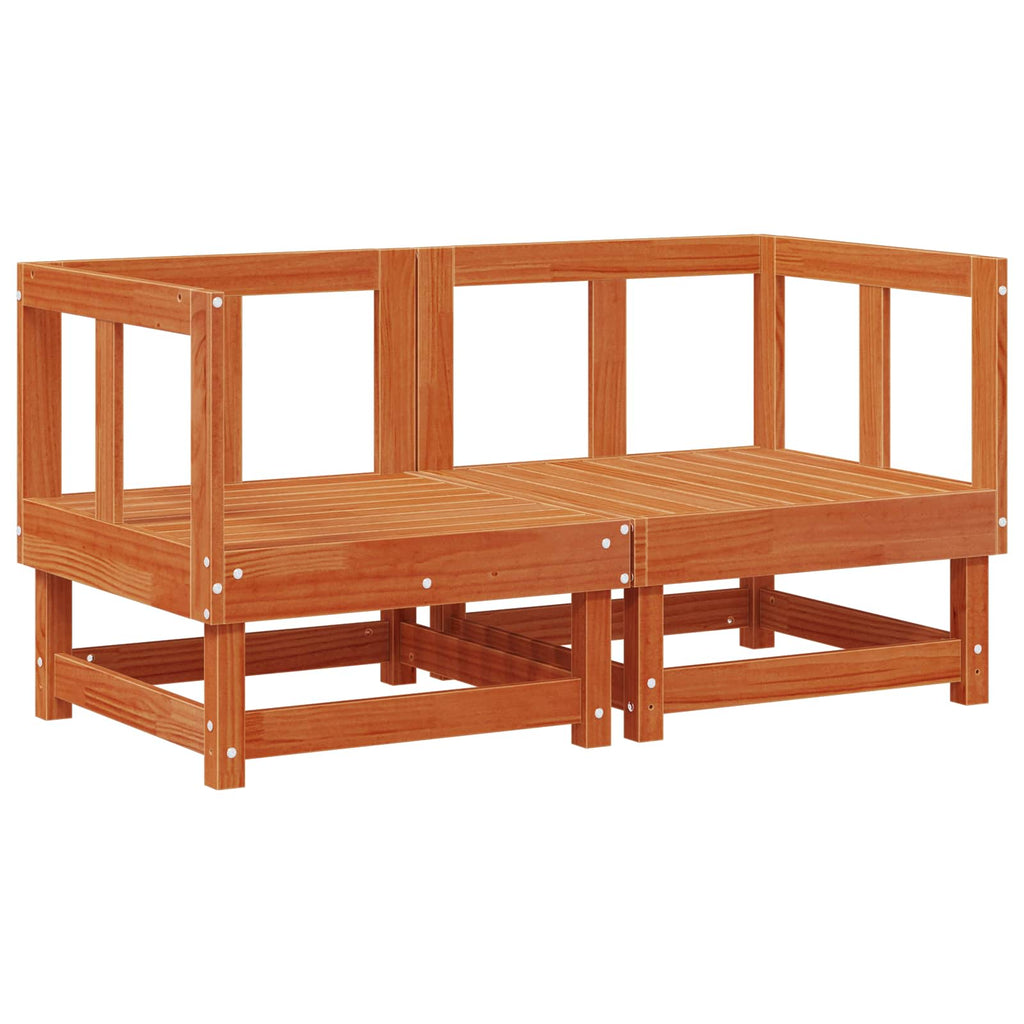 vidaXL 2 Stück Gartenecksofa Massives Kiefernholz Wachsbraun