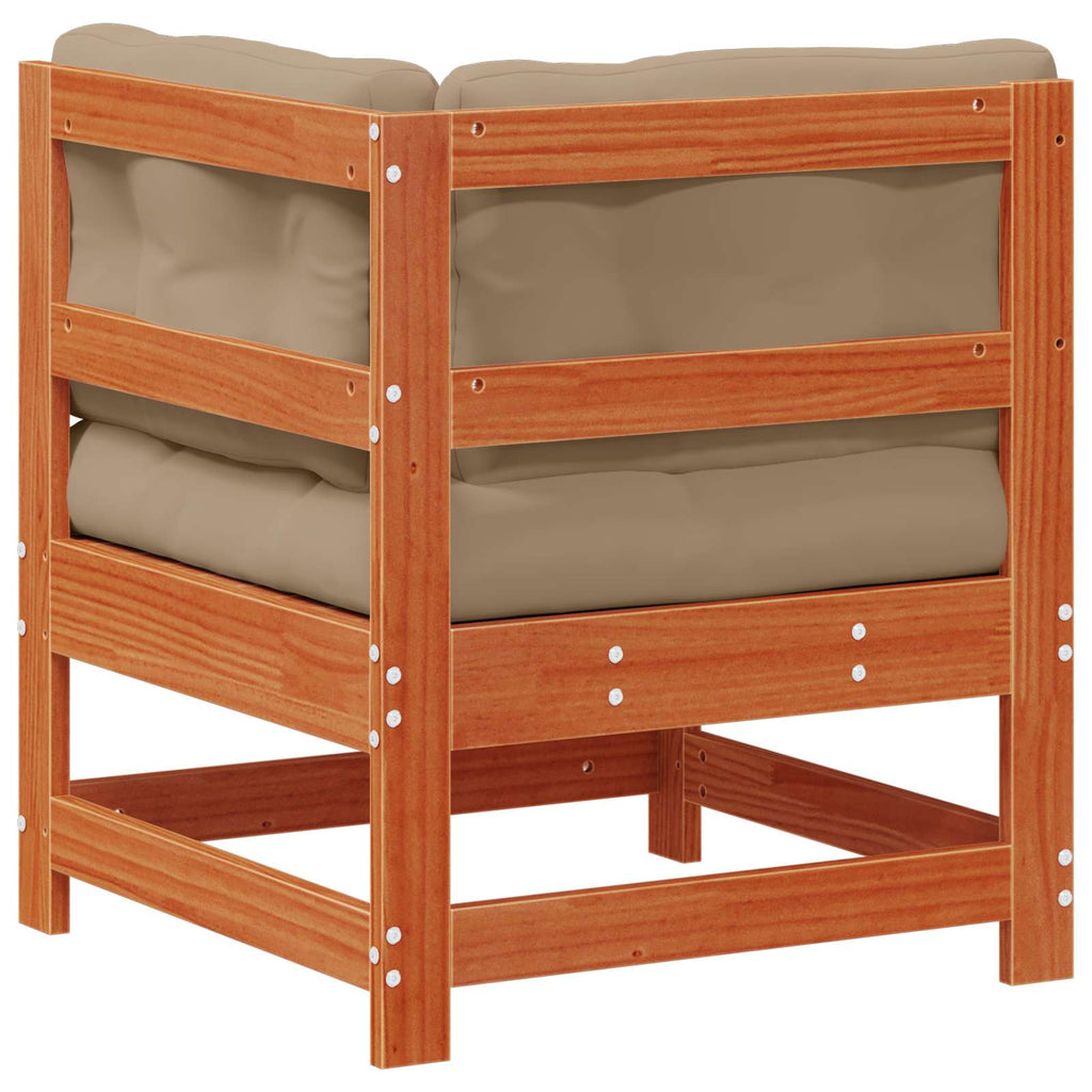 vidaXL Gartenecksofa Massives Kiefernholz Wachsbraun