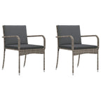 vidaXL Garten Bistro Set mit Kissen 3-teilig Grau Poly-Rattan